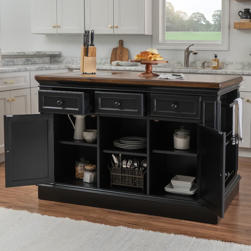 Posie Wooden Kitchen Island Set with Two Stools