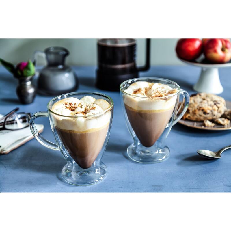 JoyJolt Declan Irish Double Wall Insulated Mugs, 15 Oz Set of Two Latte Glasses - 15 oz