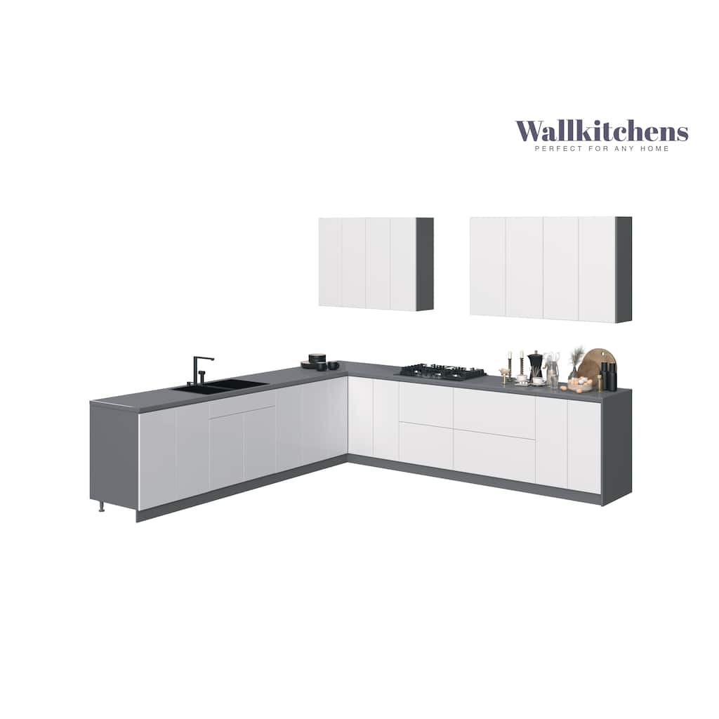 Kitchen Prodigy Collection White Gloss Color Base Size 11Ft Wide - 130x130