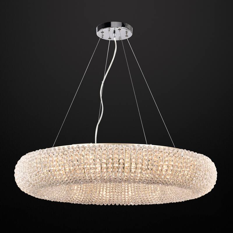 Krista Glam Champagne Gold Crystal Chandelier - 2 Size Options (16-Light/24-Light), Dimmable G9 Fixture with Adjustable Wire