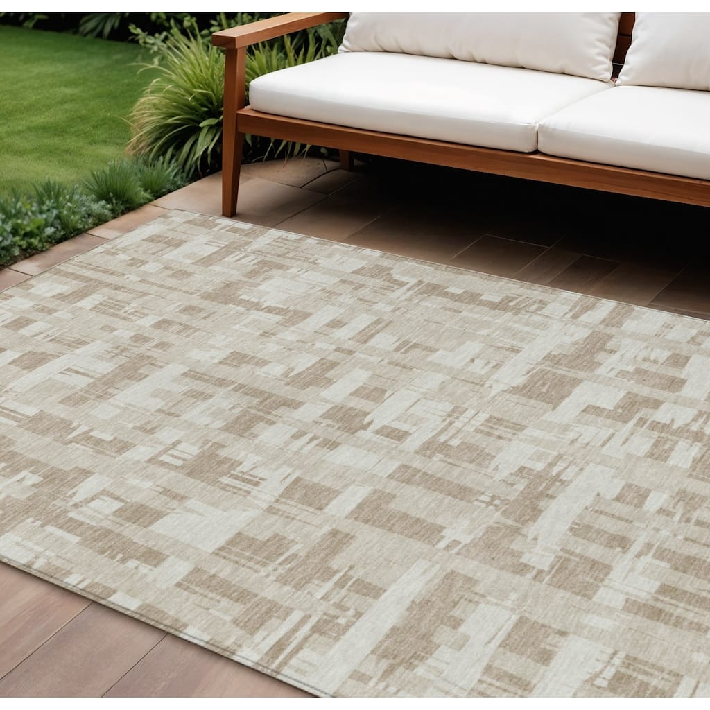 HomeRoots Striped Transitional Rectangle Outdoor Rug