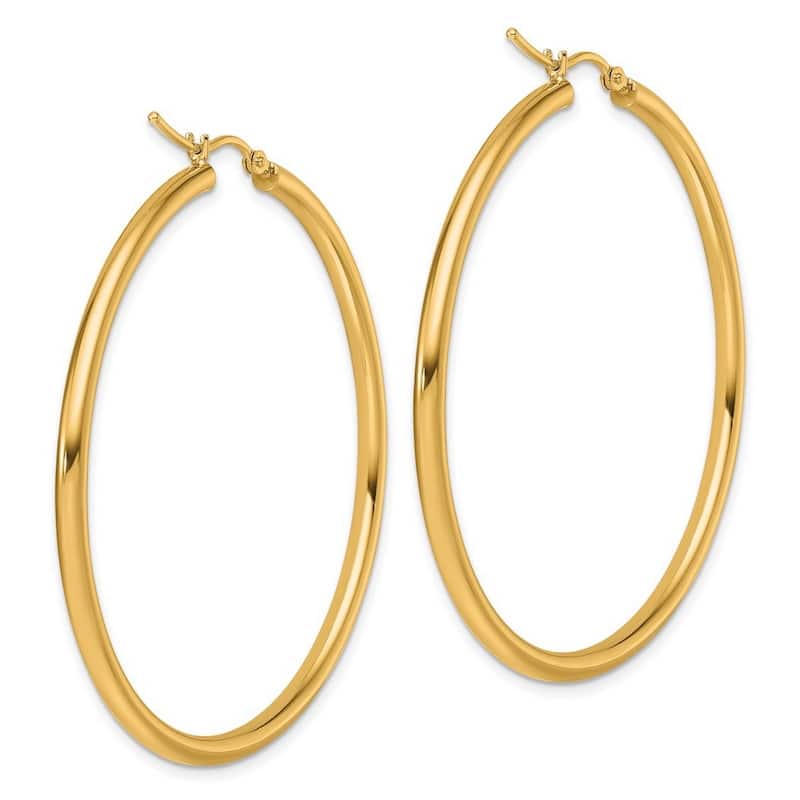 Curata 14k Yellow Gold Polished Lightweight Tube Hoop Earrings - 53x53mm