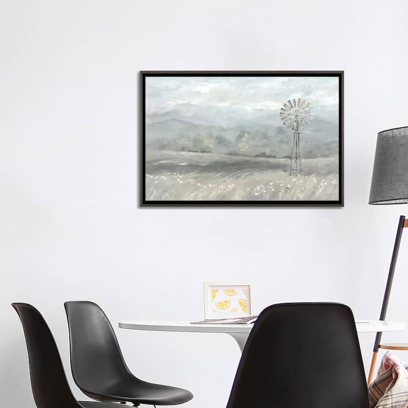 iCanvas "Country Meadow Windmill Landscape Neutral" by Cynthia Coulter Framed