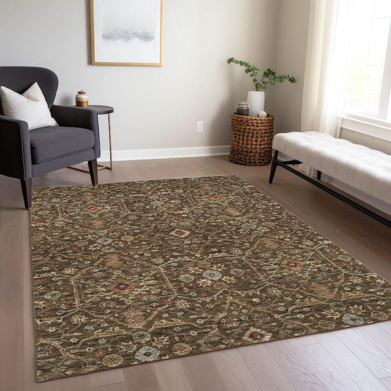 Machine Washable Indoor/ Outdoor Traditional Persian Chantille Rug