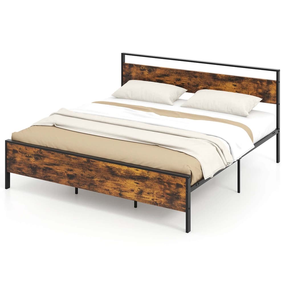 Costway Twin/Full/Queen/King Size Bed Frame with Wooden Headboard and