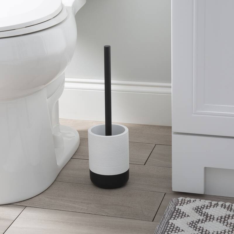 Bath Bliss Monochrome Toilet Brush in White & Black - 4"x 4"x 14.96"