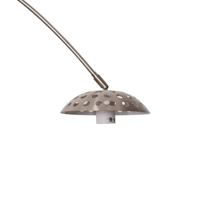 Floor Lamp with Black Marble Base and Metal Lamp Shade Arco Collection - 76"