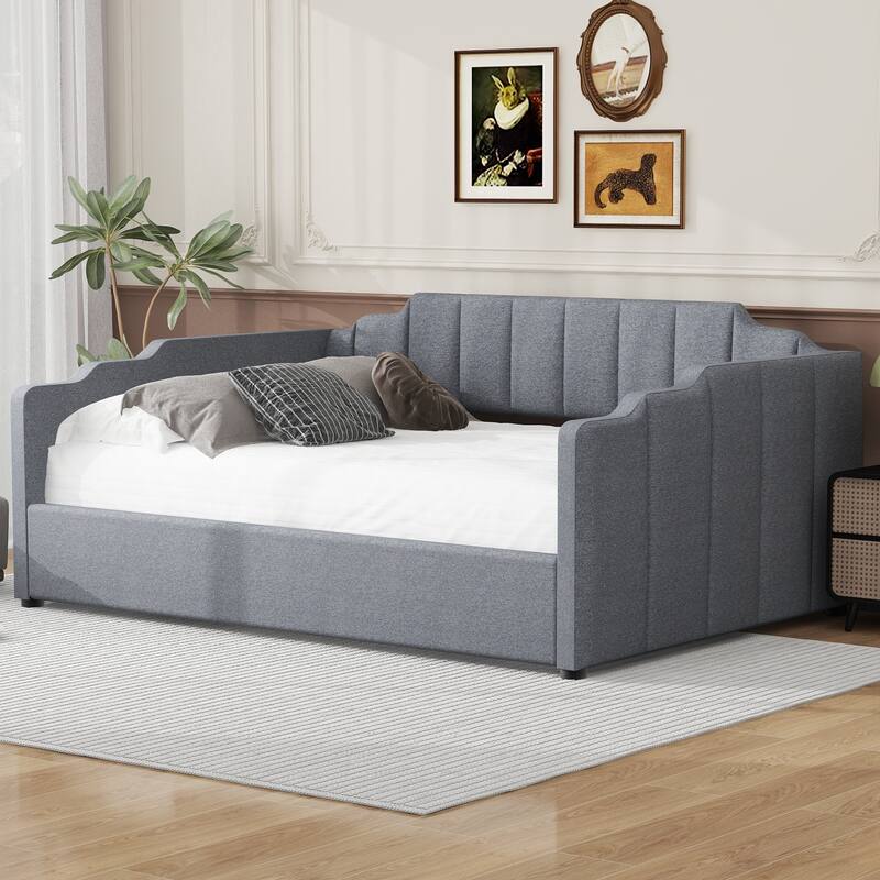 Upholstered Daybed with Underneath Storage, Twin/Full Size Lift Up Storage Daybed Frame Sofa Bed with Support Slats