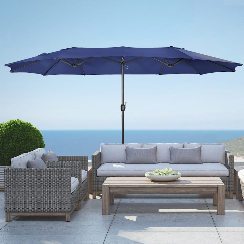 Johnn 15-foot Double-Sided Outdoor Offset Patio Twin Umbrella