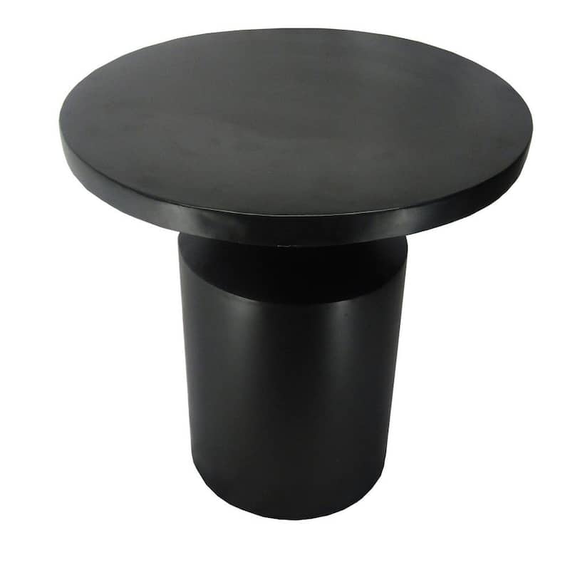 Zoe 20 Inch Modern Round Iron Side Table with Pedestal Base, Matte Black - 19 L x 19 W x 20 H Inches