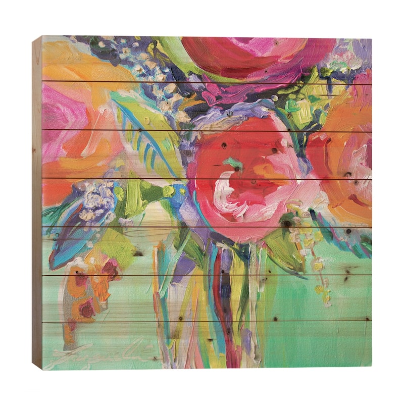 Ode To Summer I Print On Wood by Jacqueline Brewer - Multi-Color - 26x26x1.5