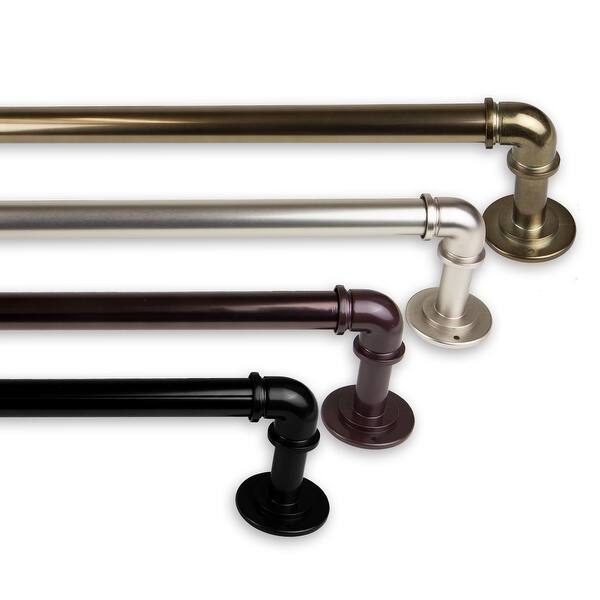 slide 2 of 11, InStyleDesign Industrial Steel Pipe 1-inch Adjustable Curtain Rod