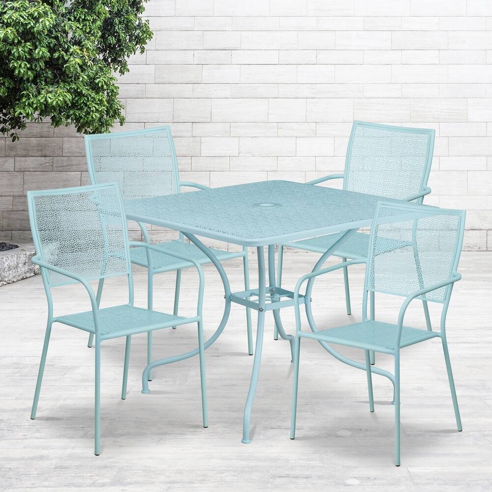 Steel 5-piece 35.5-inch Square Indoor-Outdoor Dining Set