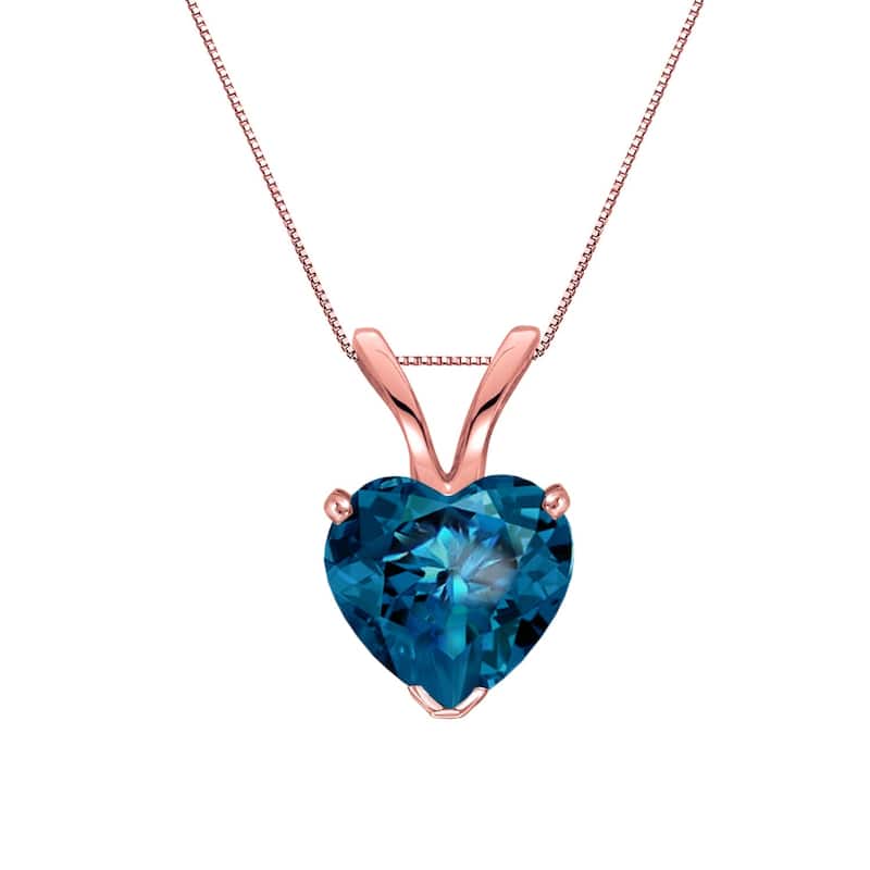 Auriya 1.05ctw Heart Shape Blue Diamond Solitaire Necklace 14k Gold (SI2-SI3) - Rose