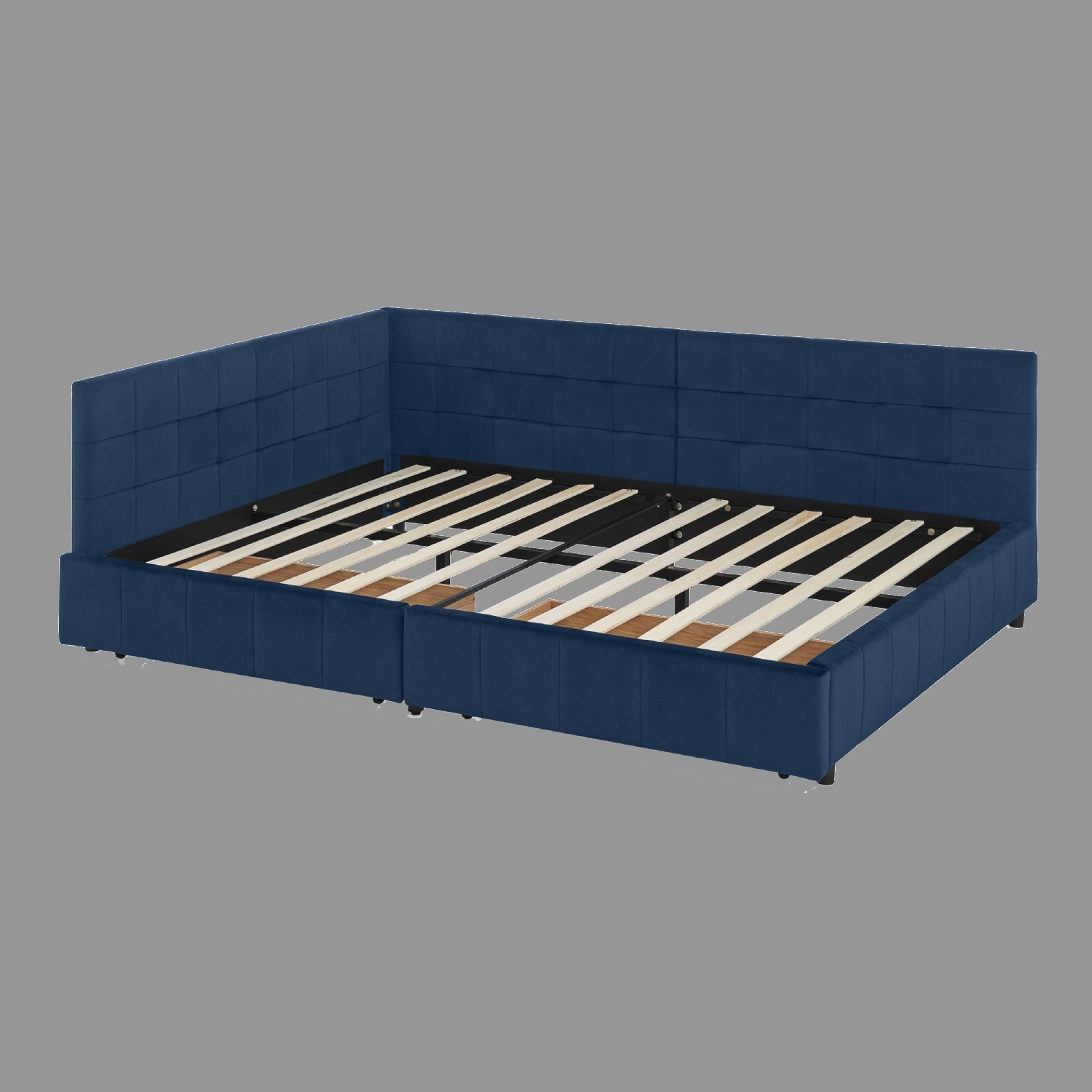 Mid-Century Full Size Storage Bed Frame, Velvet Upholstered Daybed with Armrest and Backrest