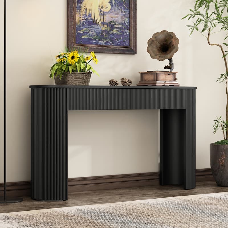 Fluted Design 54" Entryway Table with and Storage Drawers