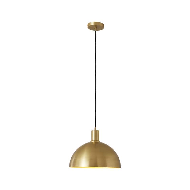 1-light Single Brass Metal Dome Pendant - 12in Modern Mid-century - Brass