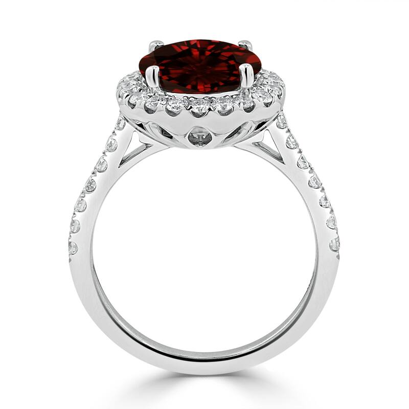 Auriya 3 1/3ct Fancy Round Garnet Gemstone and Halo Diamond Engagement Ring 5/8ctw 14k Gold