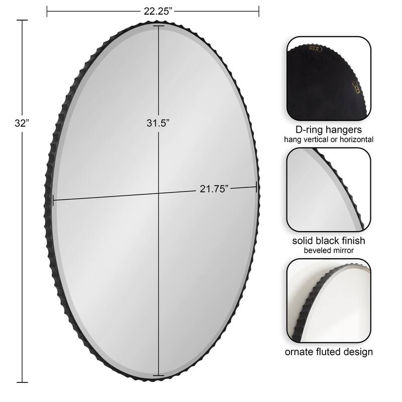 Kate and Laurel Elmora Fluted Oval Wall Mirror