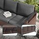 preview thumbnail 12 of 27, Bonosuki 3 Pieces Patio Sofa with Ottomans, All-Weather PE Rattan Wicker Sofa Small Patio Conversation Couch with Cushion, Brown