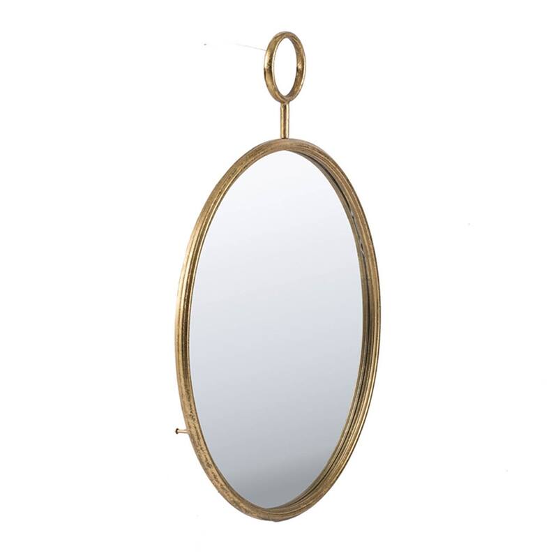 Circle Wall Mirror with Gold Iron Frame, Accent Mirror for Living Room