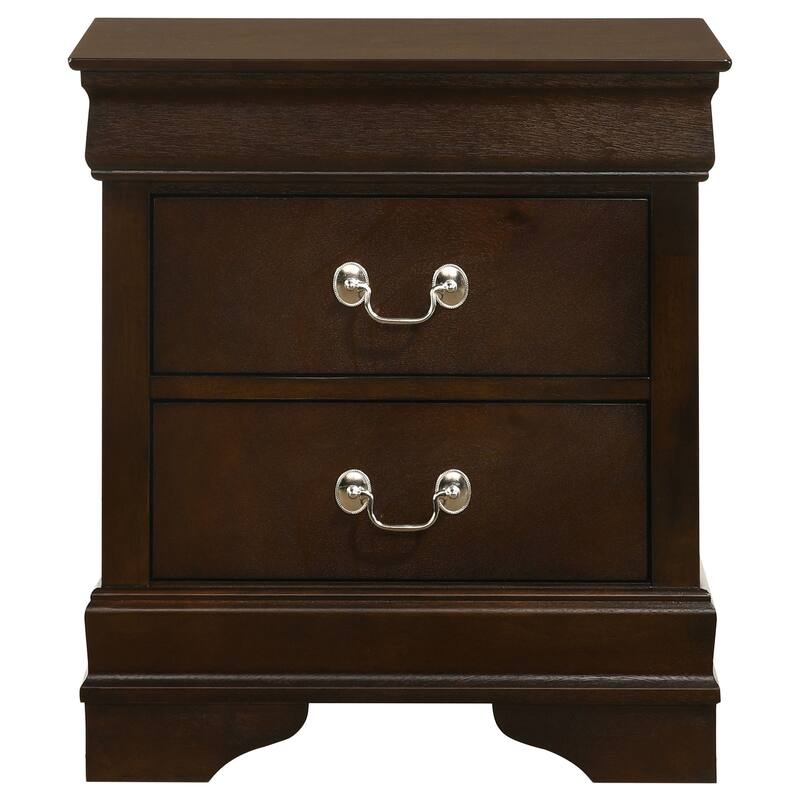 Warm Brown 2-Drawer Nightstand with Bail Handle and Tapered Legs