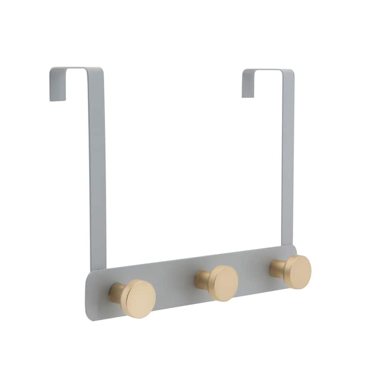 Elle Décor 3 Hook Over the Door Hook in Grey - 9.8" x 7.75" x 3.3"