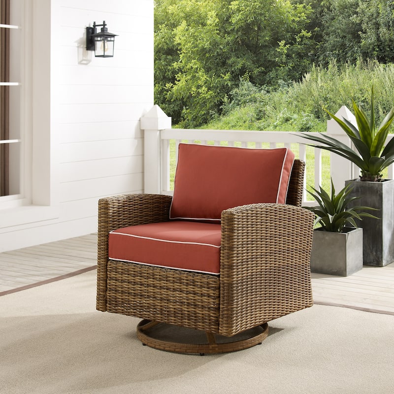 Crosley Bradenton Outdoor Wicker Swivel Rocker Chair - Sangria