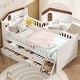 preview thumbnail 5 of 36, Twin Size Platform Bed Frame with 4 Storage Drawers & Guardrail Headboard for Bedroom, Wooden Kids Storage Bed with Ladder