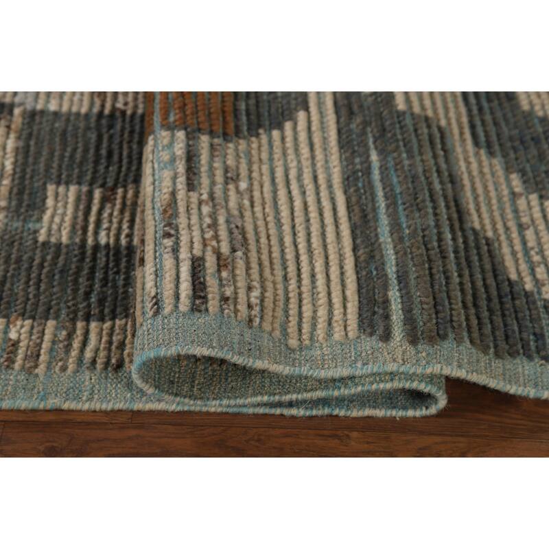 Earth Tone Moroccan Abstract Area Rug Handmade Wool Carpet - 9'0" x 12'4"