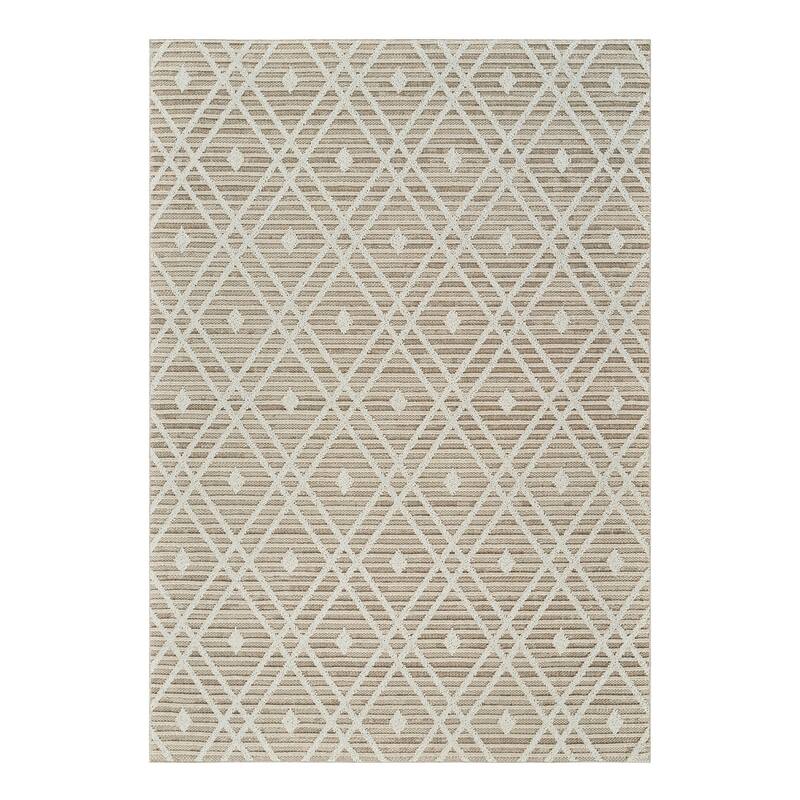 Mone Abstract Shapes Weather Resistant Sleek Contemporary Outdoor Rug