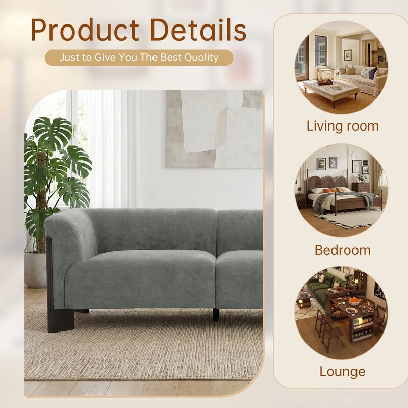 81" Wide Upholstered Velvet/ Chenille Roomy Loveseat Sofa