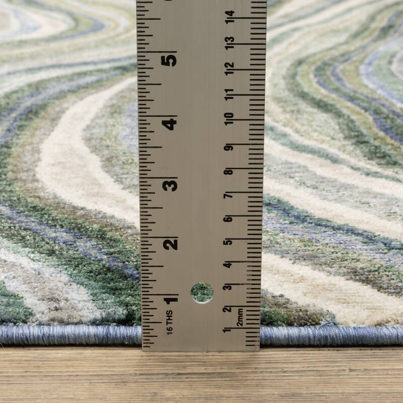 Tobias Abstract Waves Green/ Blue Area Rug