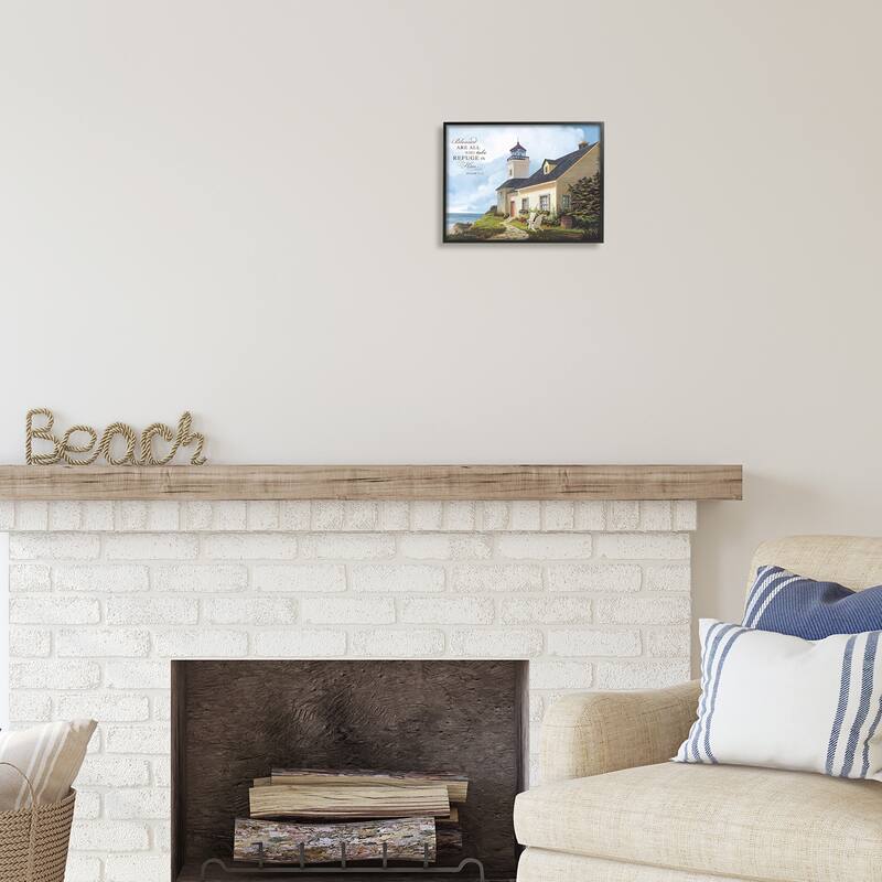 Stupell Religious Proverb Coastal Scene Framed Giclee Art Design by Michael Humphries