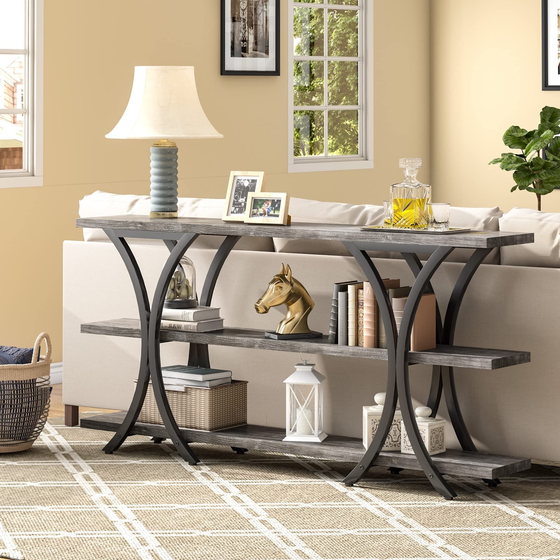 Long sofa shop table with storage