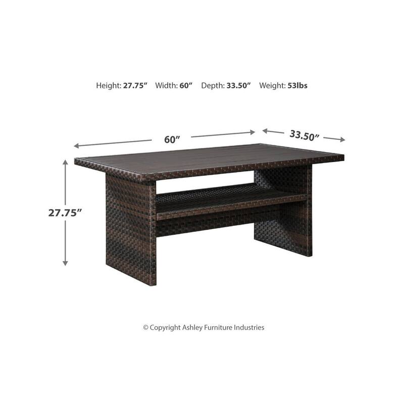 Signature Design by Ashley Easy Isle Dark Outdoor Brown Rectangular Table - 58.75" W x 33.5" D x 27.75" H
