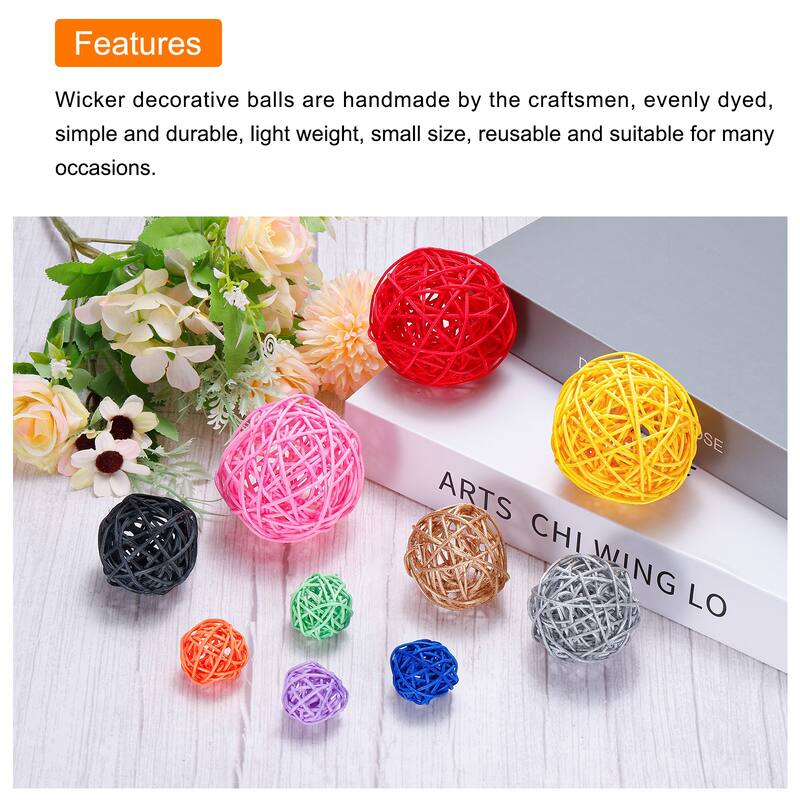 20 Pcs Wicker Rattan Balls 1.2In for Vase Fillers Party Decorative