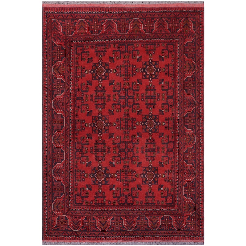 Rustic Biljik Khal Mohammadi Skye Red/Blue Rug - 4'10'' x 6'4''