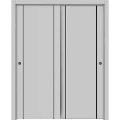 Bypass Doors 36 x 80 Planum 0016 Grey Matte with Sturdy Rails