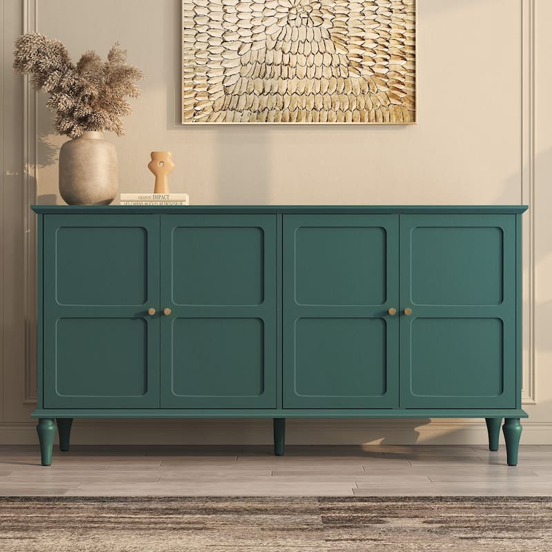 58" Mid-Century 4-Door Cabinet - Green
