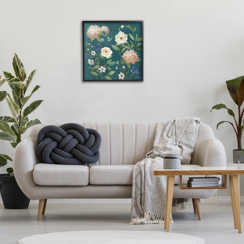 Stupell Bright Garden Blooms on Green Framed Giclee Art Design By Nan