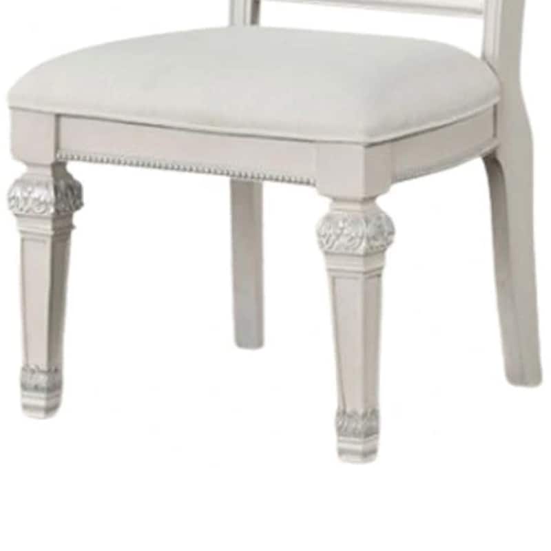 Miamy Dining Armchair Set of 2, Solid Wood, Ivory Button Tufted Fabric