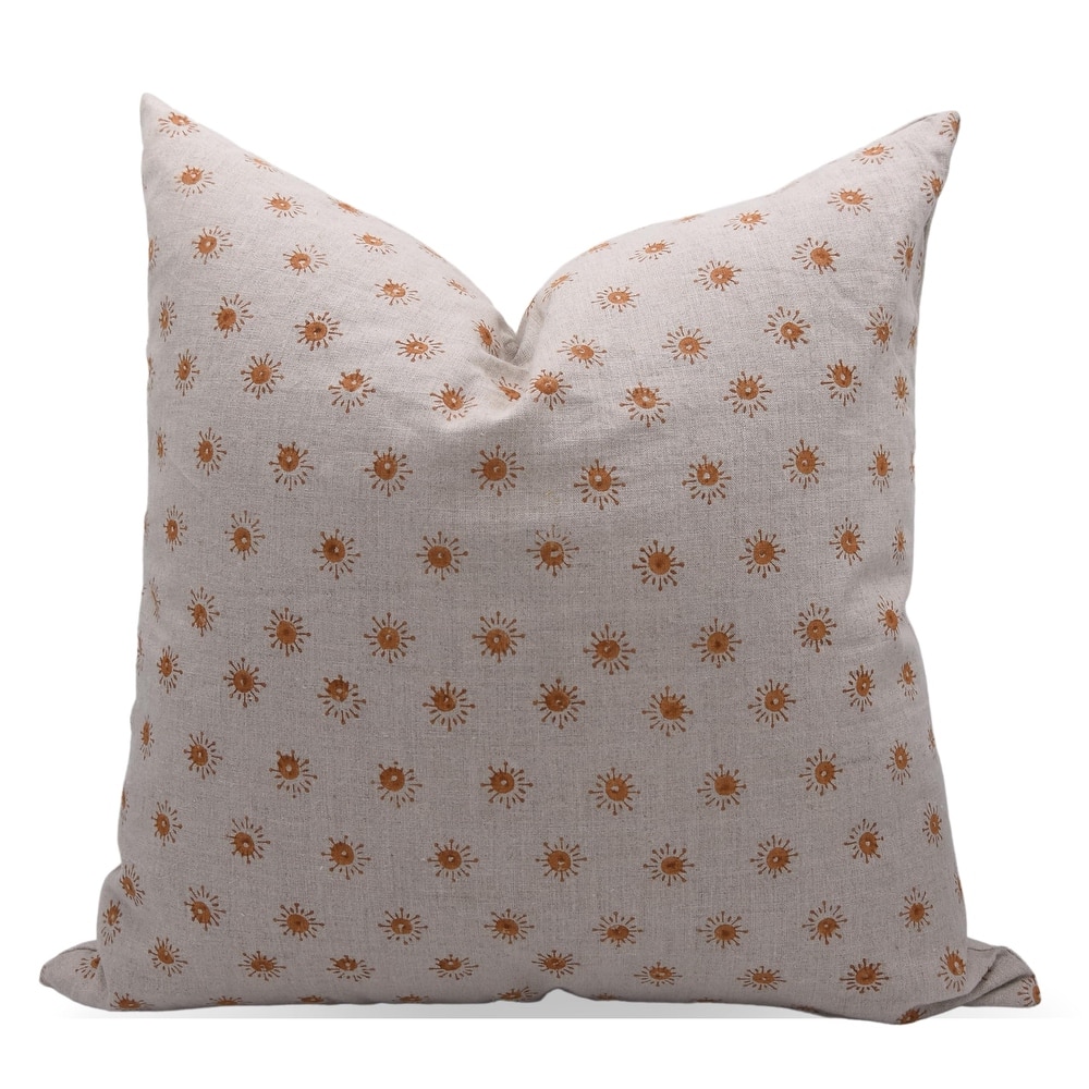 Linen Bohemian Block print pillow Cover- Happy Bloom