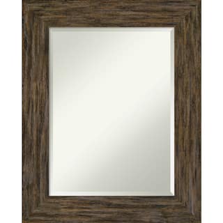 Beveled Wood Wall Mirror - Fencepost Brown Frame