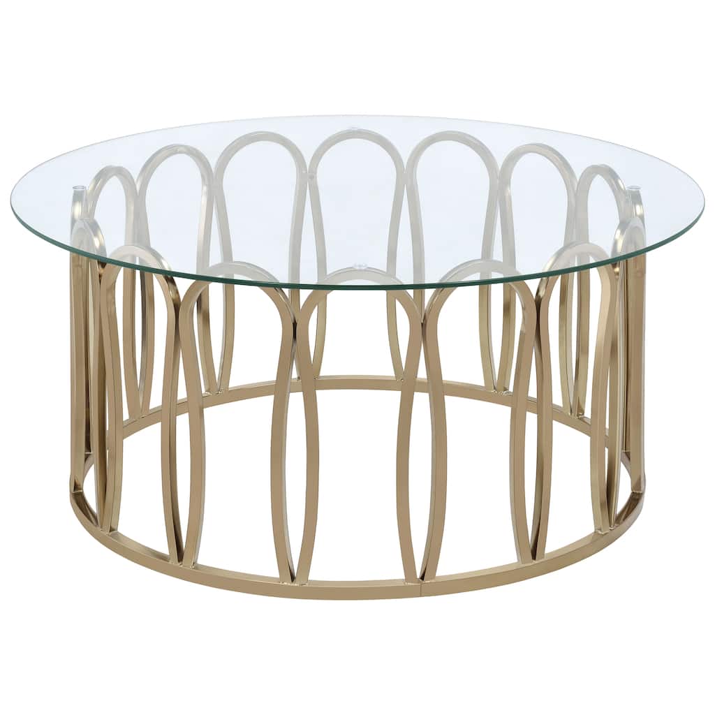 Monett Round Glass Top Coffee Table Chocolate Chrome