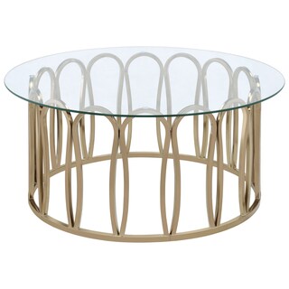 Monett Round Glass Top Coffee Table Chocolate Chrome