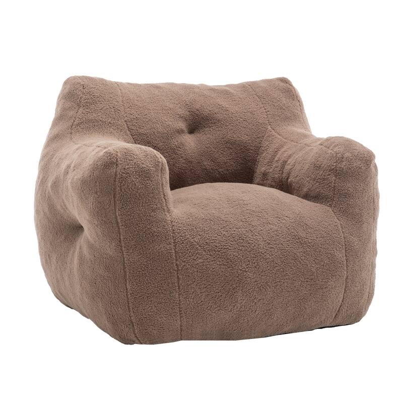 Teddy Fabric Bean Bag Chair, High Density Foam Bean Bag Sofa, Comfy Fluffy Lazy Sofa Chair Living Room, Bedroom