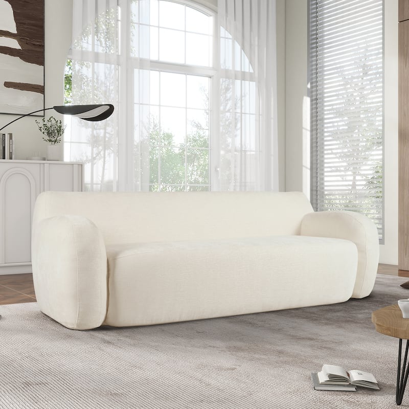 Streamlined Sofa with Curved Design and Extra-Large Seat Depth for Living Room or Guest Room