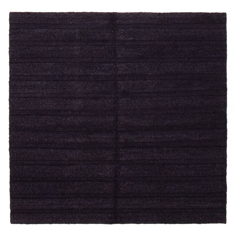 ECARPETGALLERY Flat-Weave Natural Navy Wool Tapestry Kilim - 6'8 x 6'6 - Dark Navy - 6'8 x 6'6