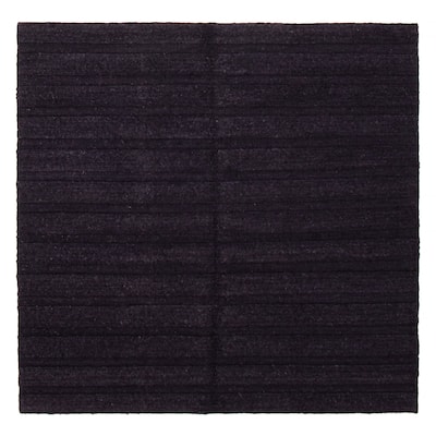 ECARPETGALLERY Flat-Weave Natural Navy Wool Tapestry Kilim - 6'8 x 6'6